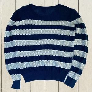 Forever 21 SMALL Long Sleeve Navy & Cream Sweater